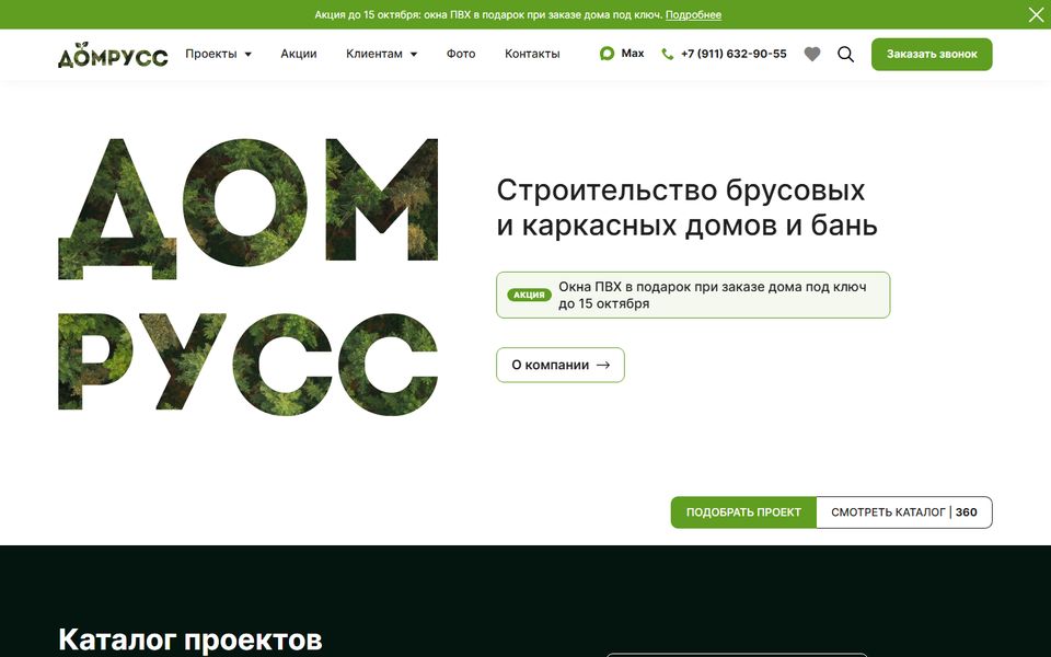 Главная страница сайта Домрусс